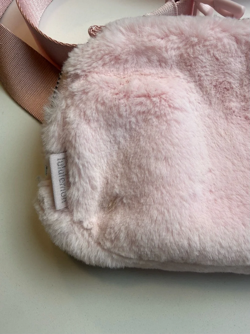 Lululemon Everywhere Belt Bag 1L Plush Fleece Pink Mist Faux Fur Crossbody OS